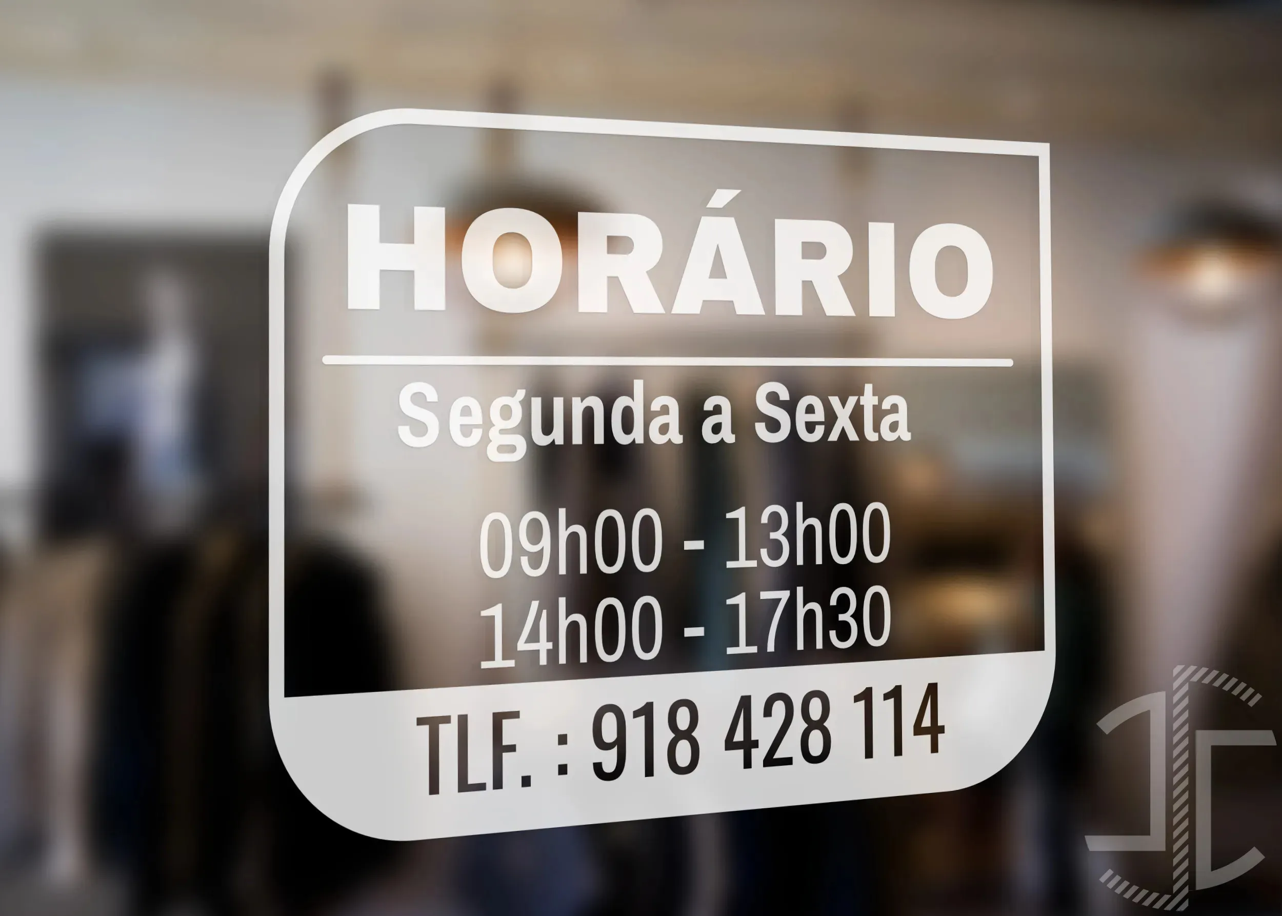 Horário de Loja V2 - Autocolante em Vinil