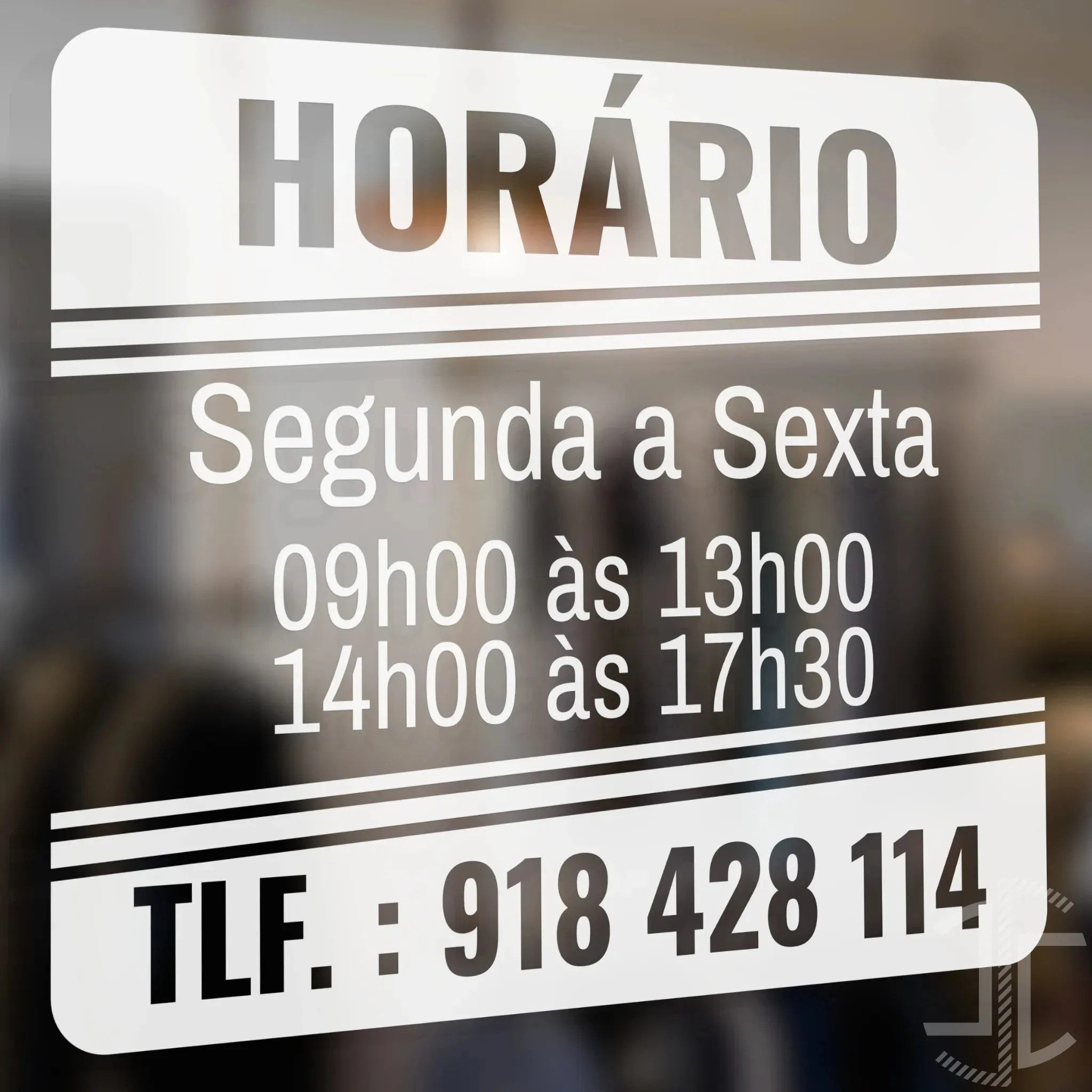 Horário de Loja V3 - Autocolante em Vinil
