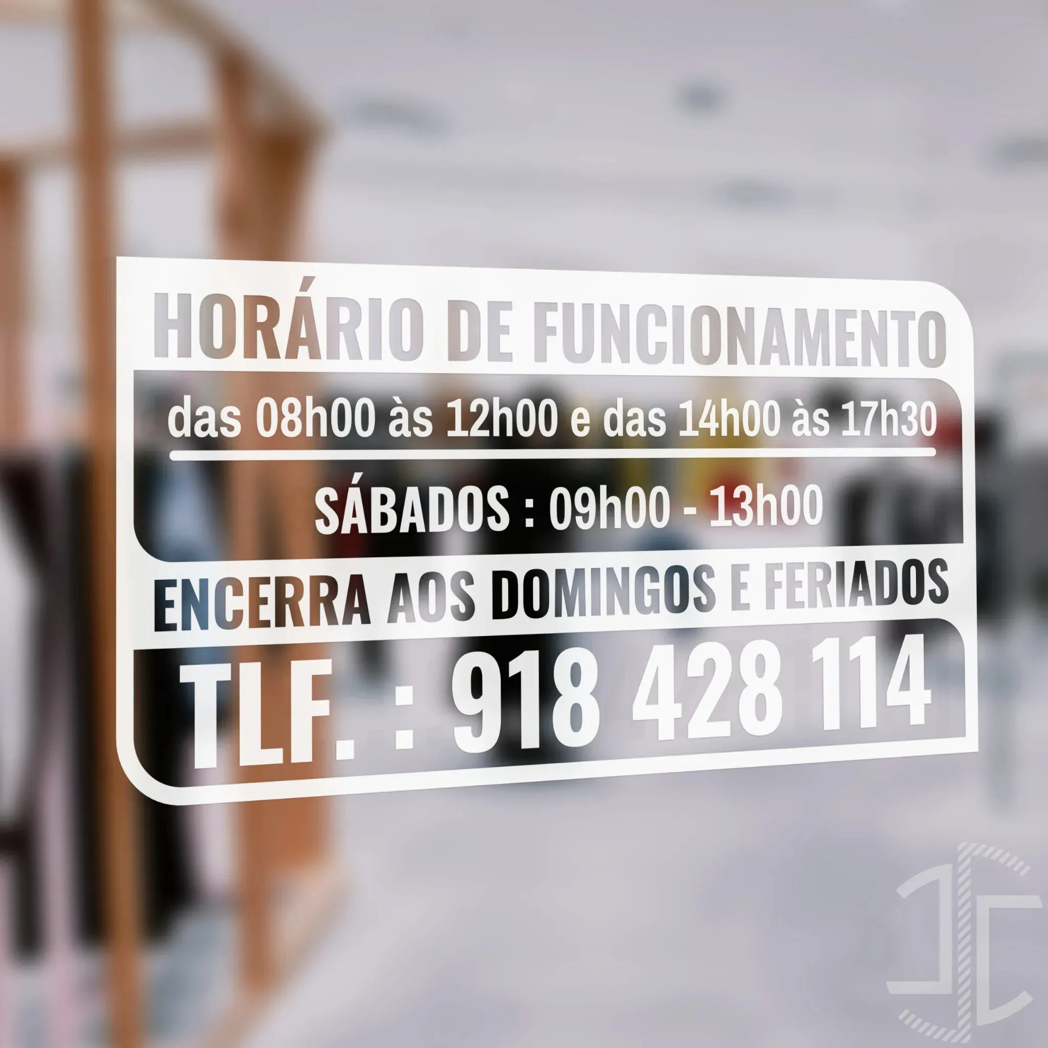 Horário de Loja V4 - Autocolante em Vinil