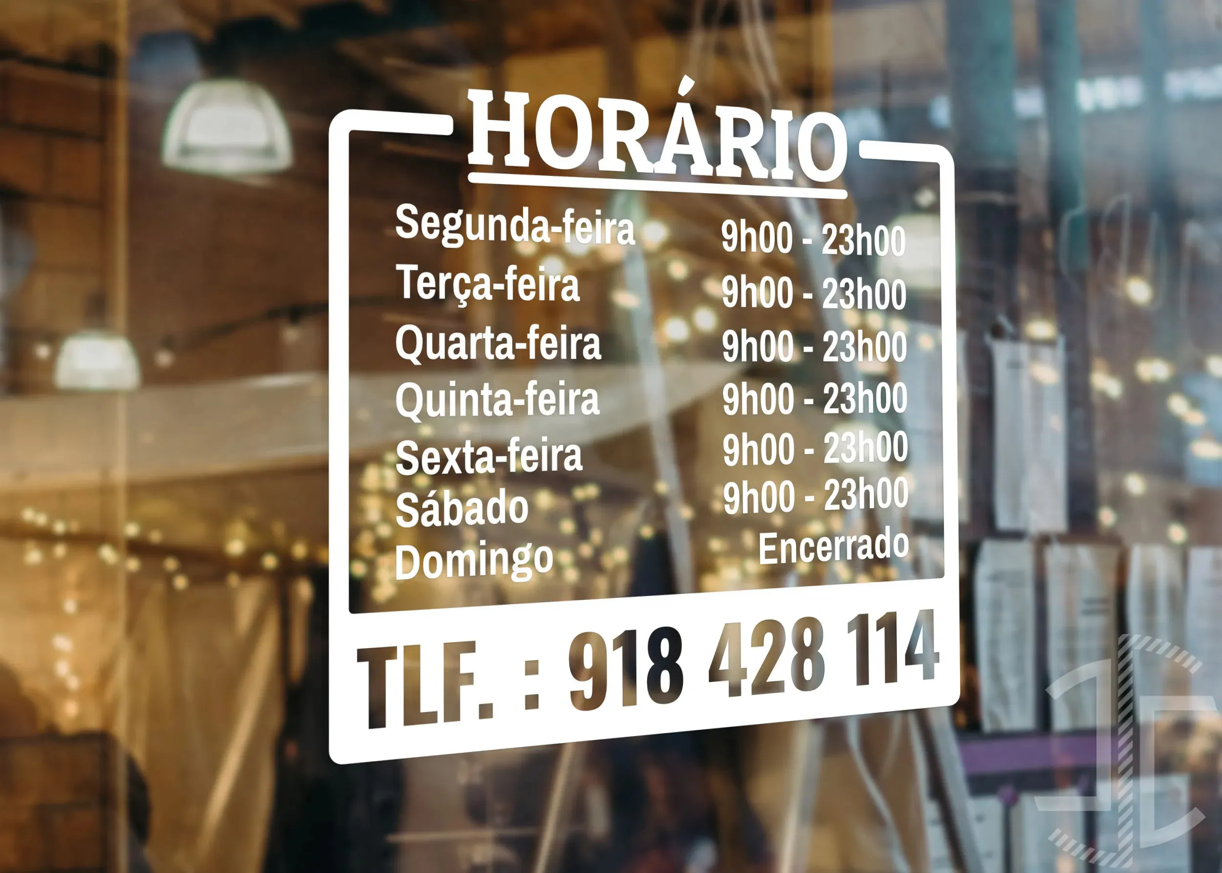 Horário de Loja V5 - Autocolante em Vinil