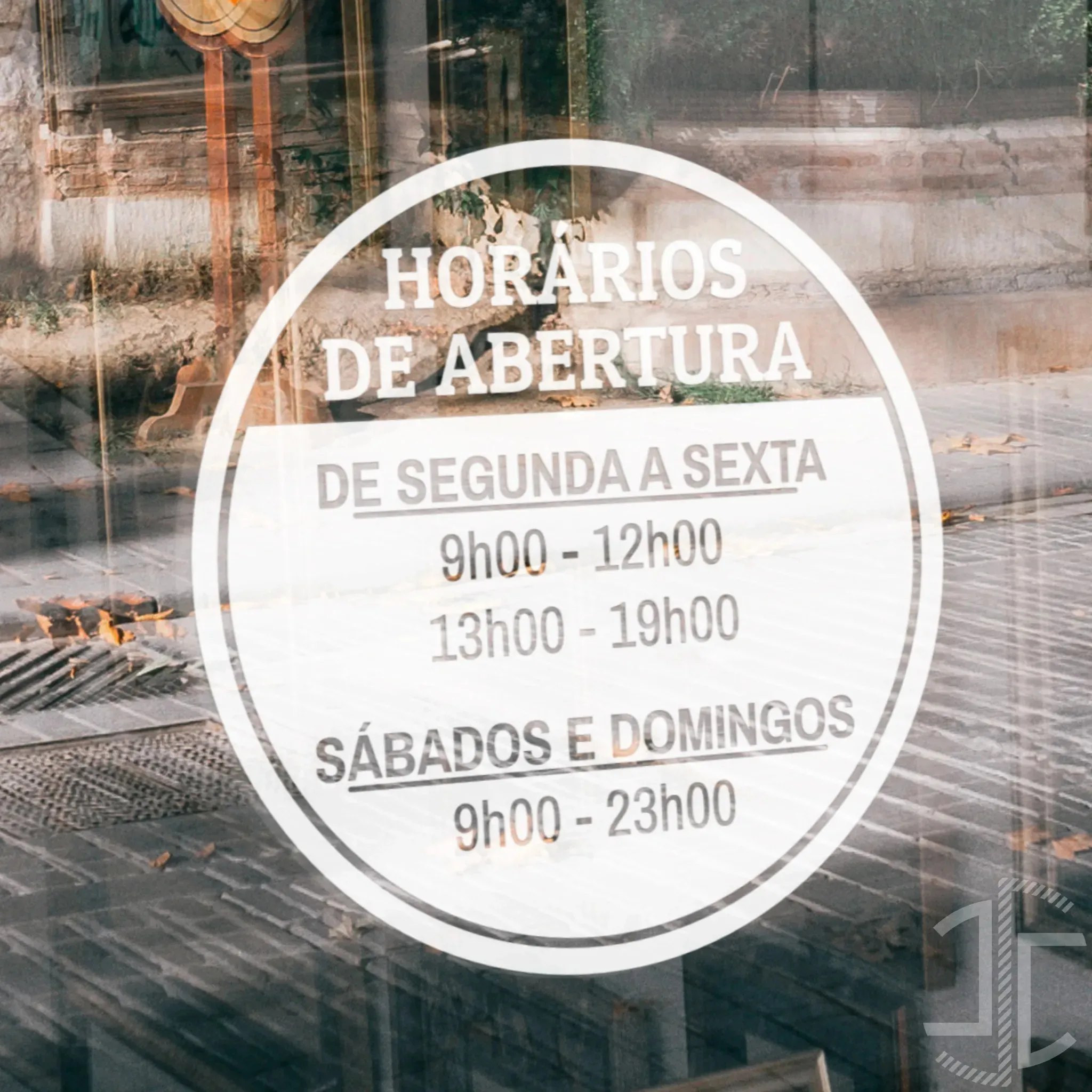 Horário de Loja V8 - Autocolante em Vinil