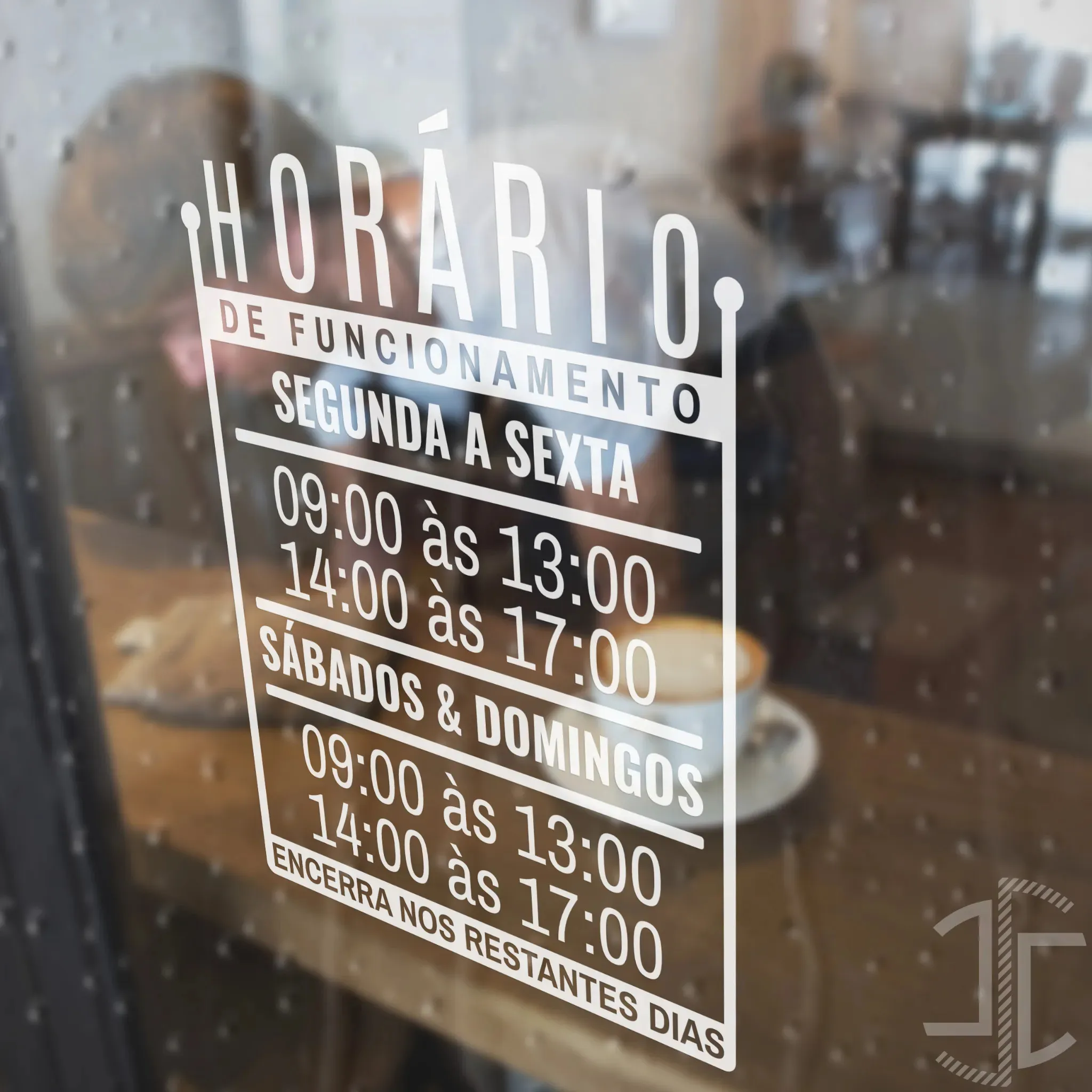 Horário de Loja V13 - Autocolante em Vinil