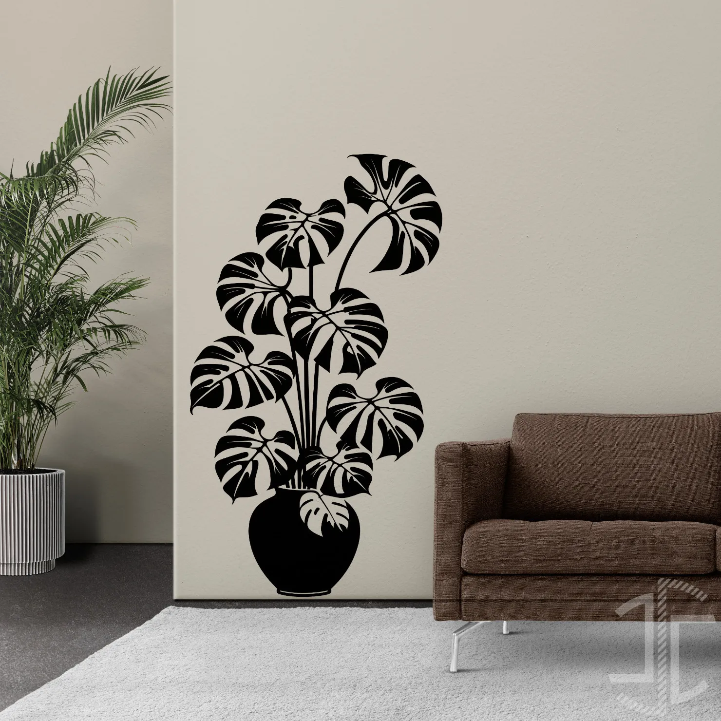 Vaso com Monsteras - Autocolante em Vinil