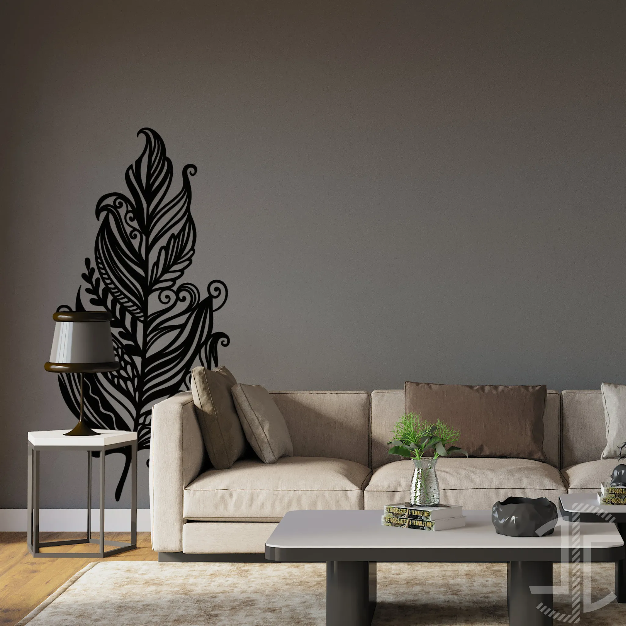 Pena Floral - Boho - V3 - Autocolante em Vinil