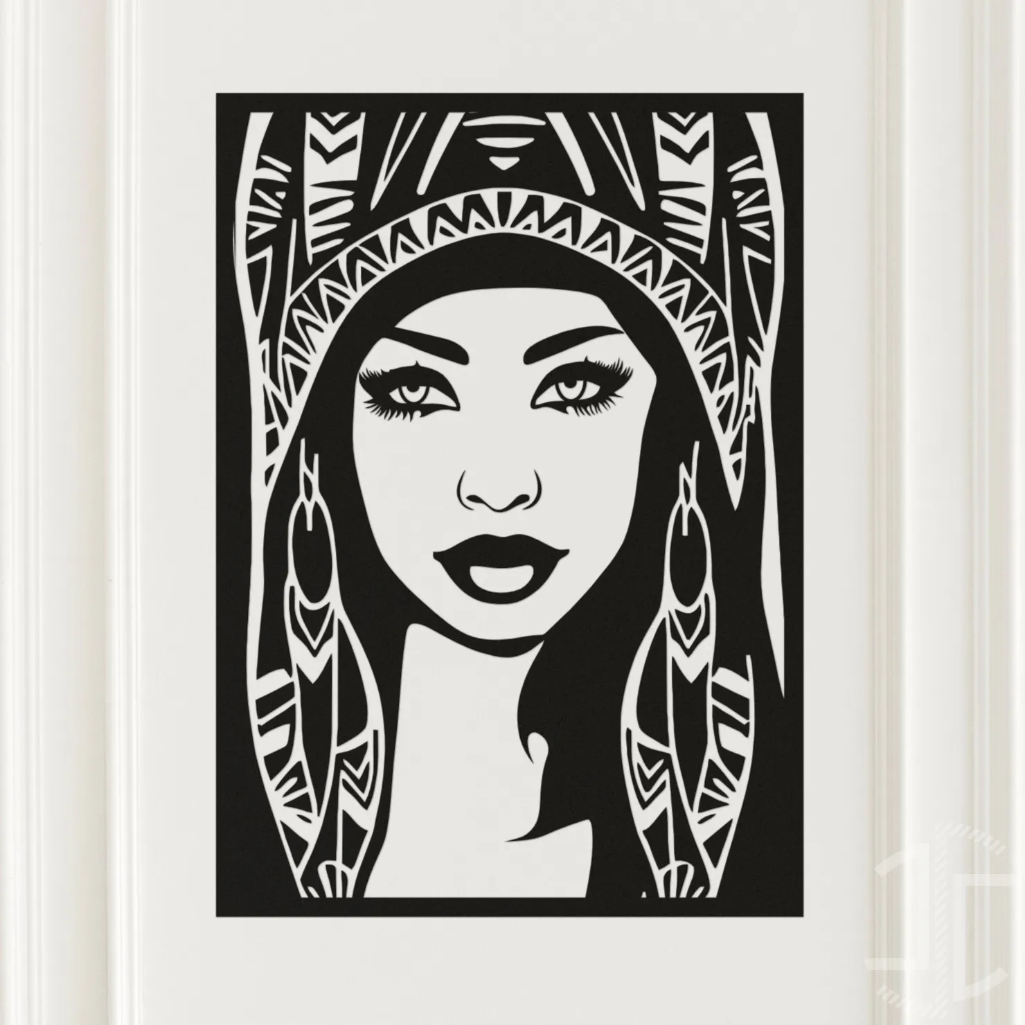 Face de mulher em estilo tribal - Autocolante em Vinil