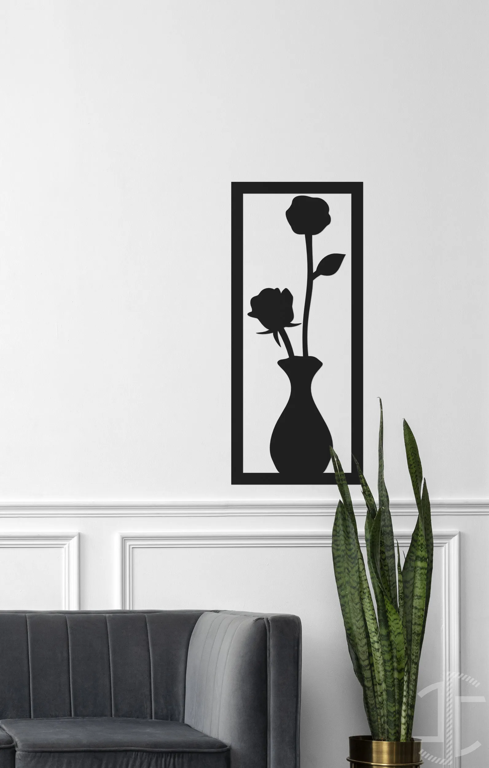Painel decorativo - Silhueta de Jarro com Flor - V1 - Imagem 2