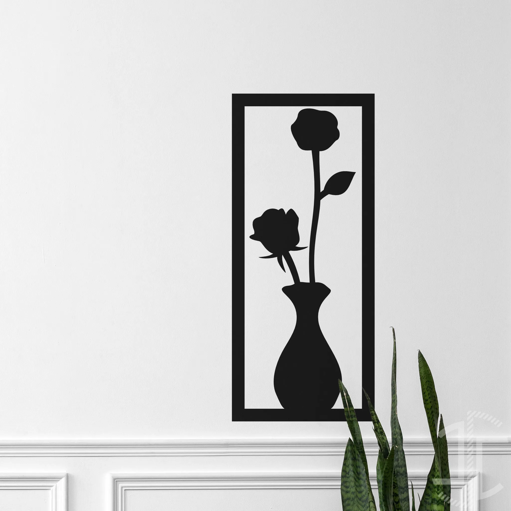 Painel decorativo - Silhueta de Jarro com Flor - V1 - Autocolante em Vinil