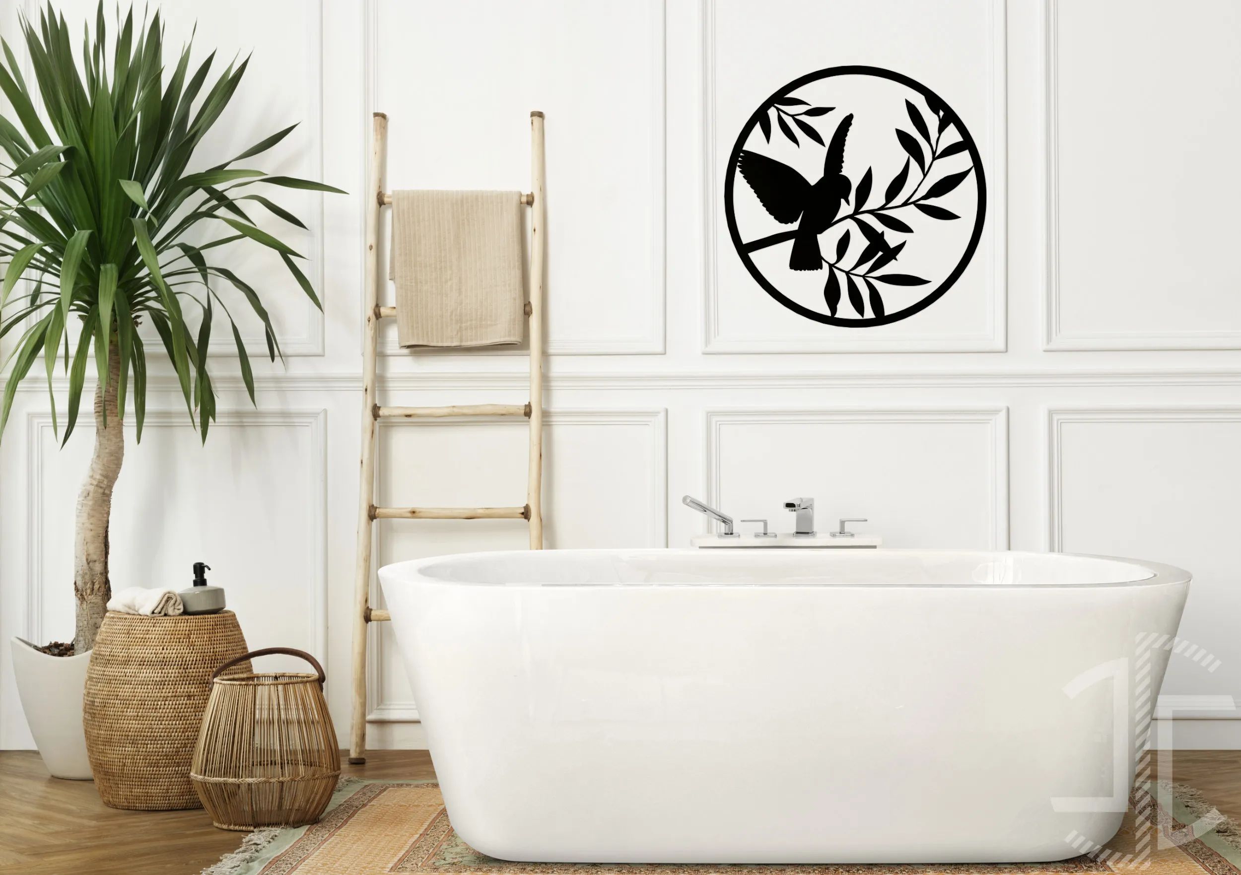 Painel decorativo - Silhueta de pássaro em ramo de árvore - V4 - Imagem 2