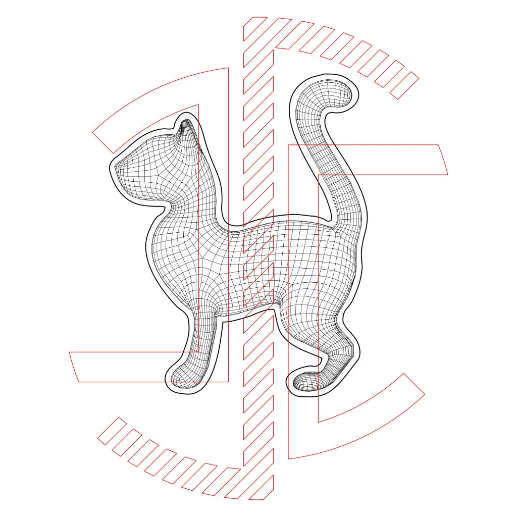 Cool Cat em wireframe - Ilusão de 3D em 2D