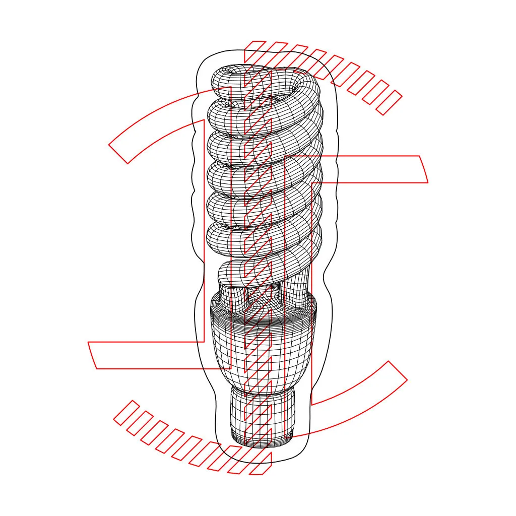 Lâmpada economizadora em wireframe - Ilusão de 3D em 2D