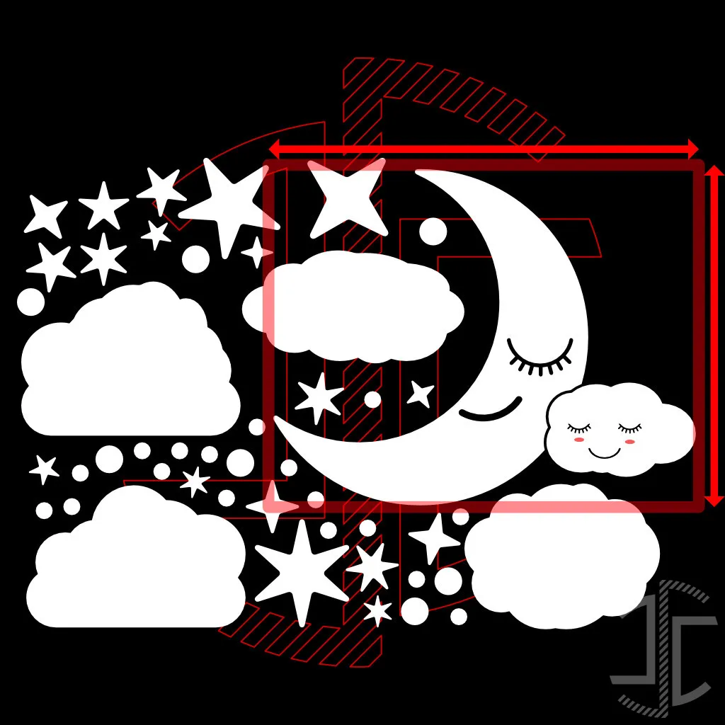 A lua, as Estrelas e as Nuvens - Autocolante em Vinil - Imagem 3