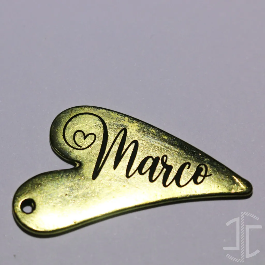 Medalha de identificação animal - Coração Dourado V2