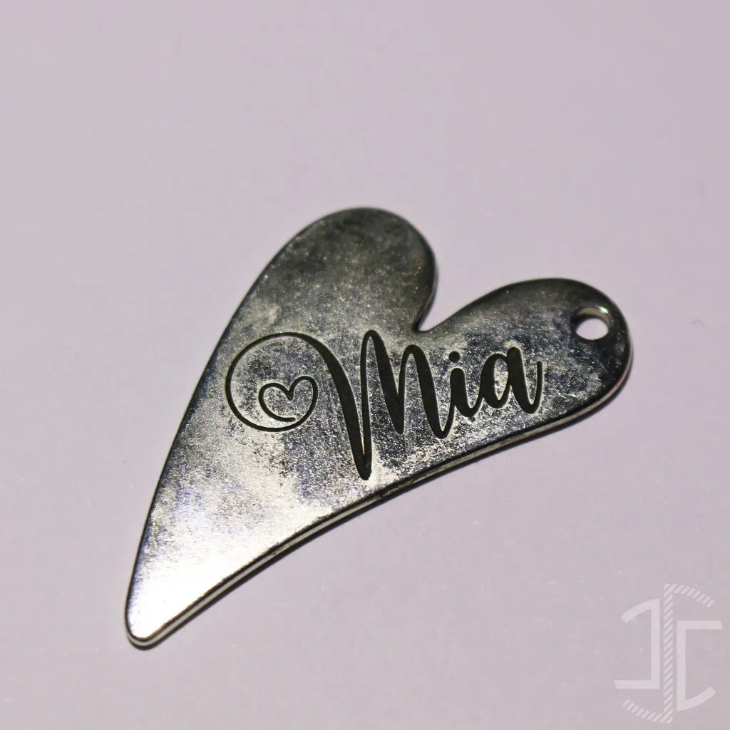 Medalha de identificação animal - Coração Prateado V2