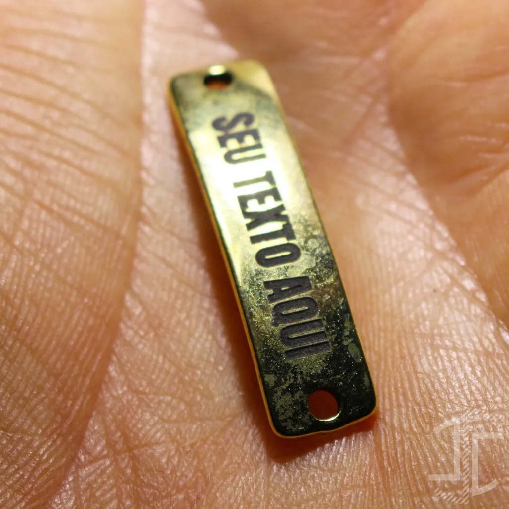 Medalha de identificação animal - Retangular 8mm por 30mm - Dourada - Imagem 2