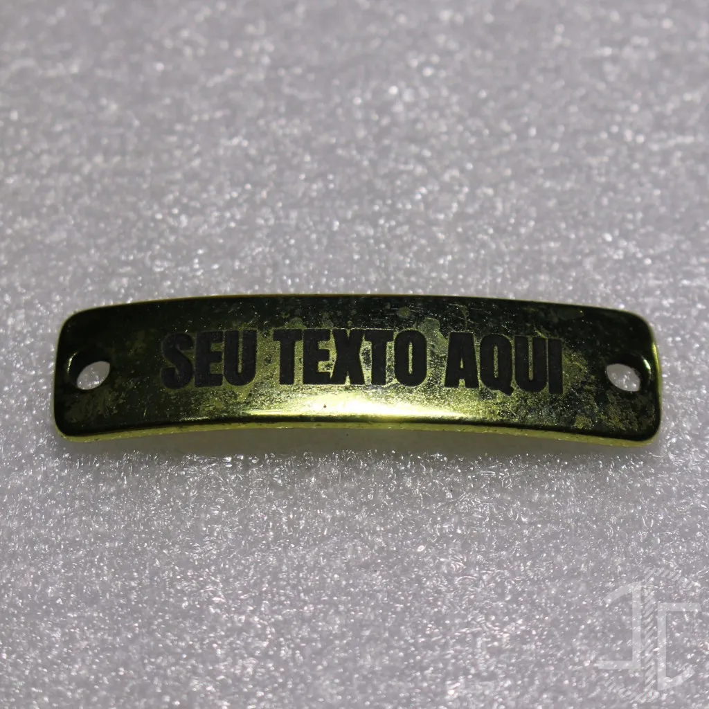 Medalha de identificação animal - Retangular 8mm por 30mm - Dourada - Imagem 5