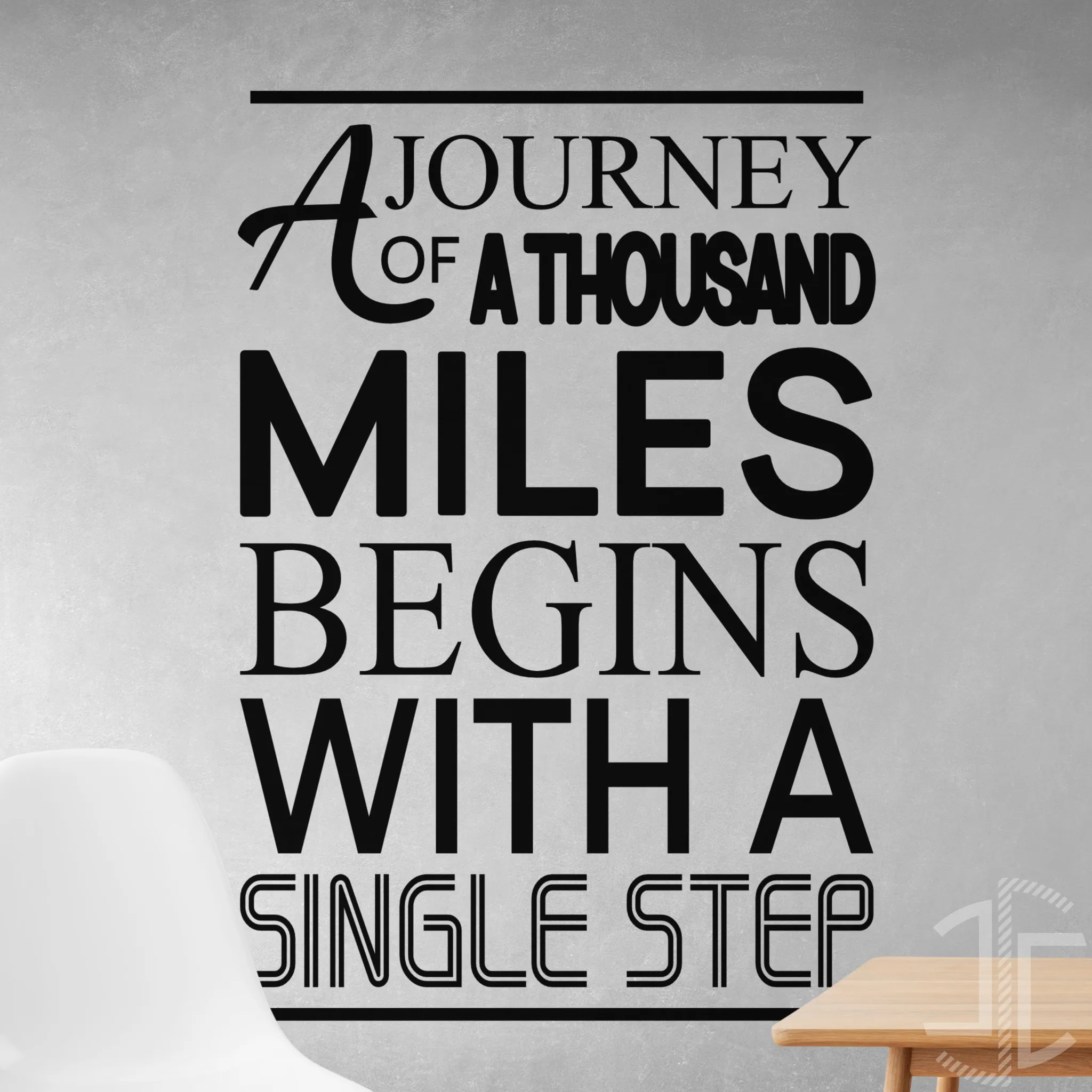 A Journey of a thousand miles - Tipografia - Autocolante em Vinil