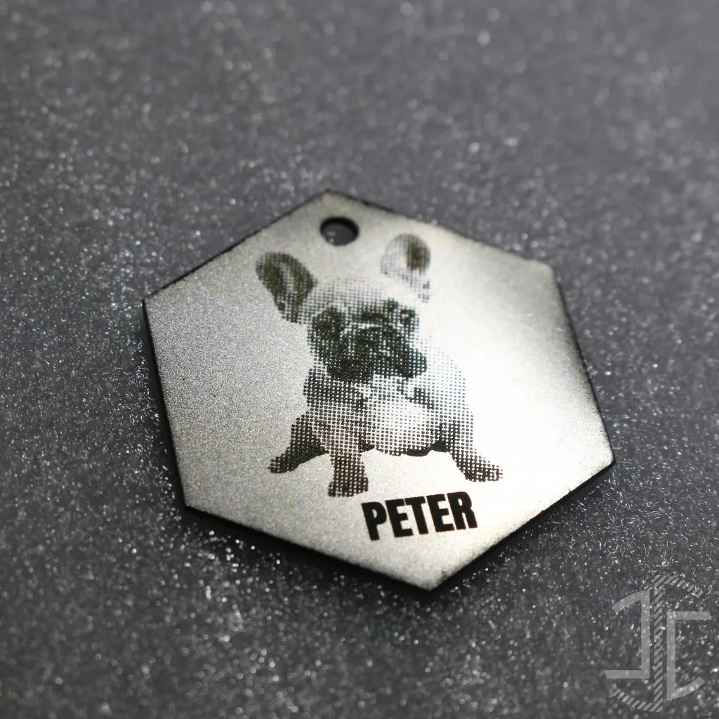 Medalha de identificação animal em aço 304 - Forma Hexagonal - Imagem 2