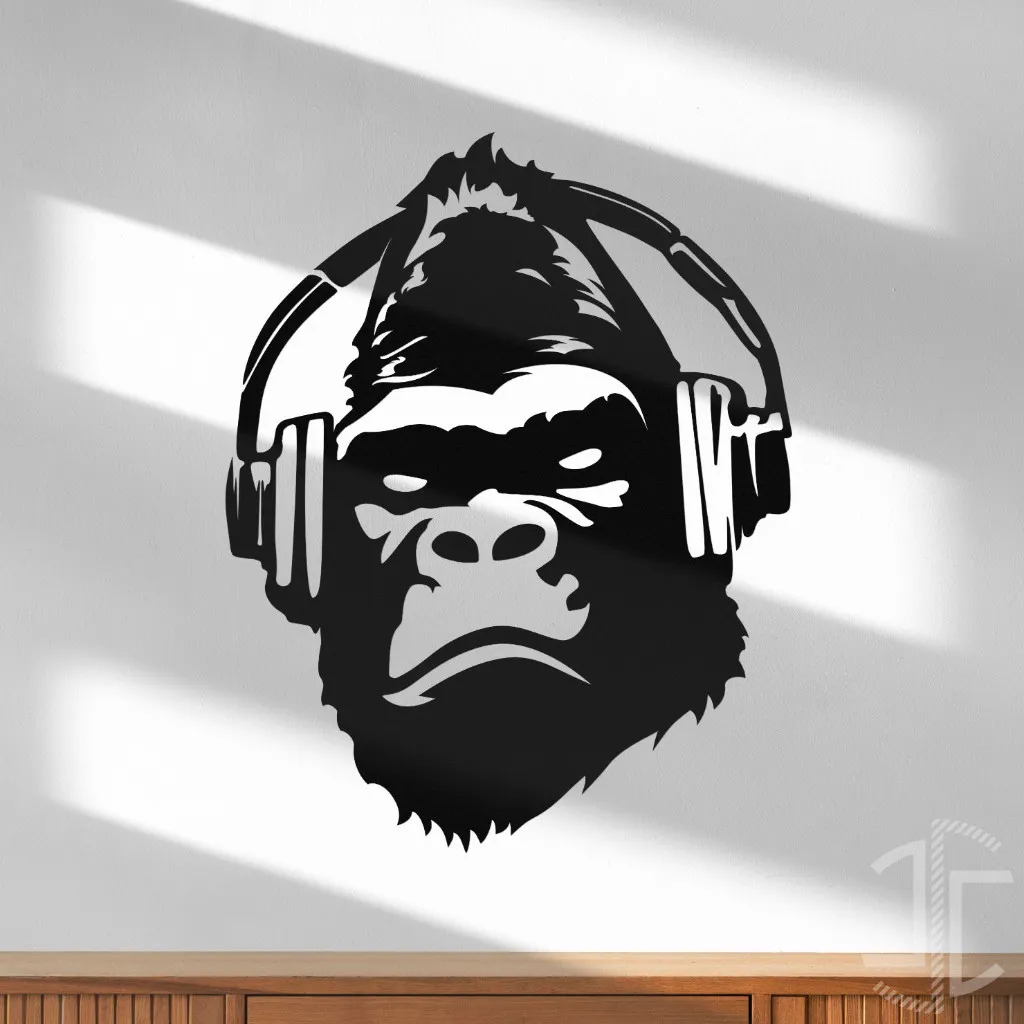 Gorila com Headphones - V2 - Autocolante em Vinil