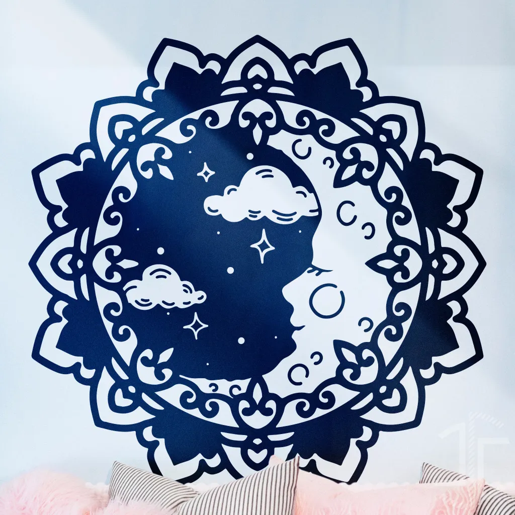A Mandala com Lua e Estrelas - Autocolante em Vinil