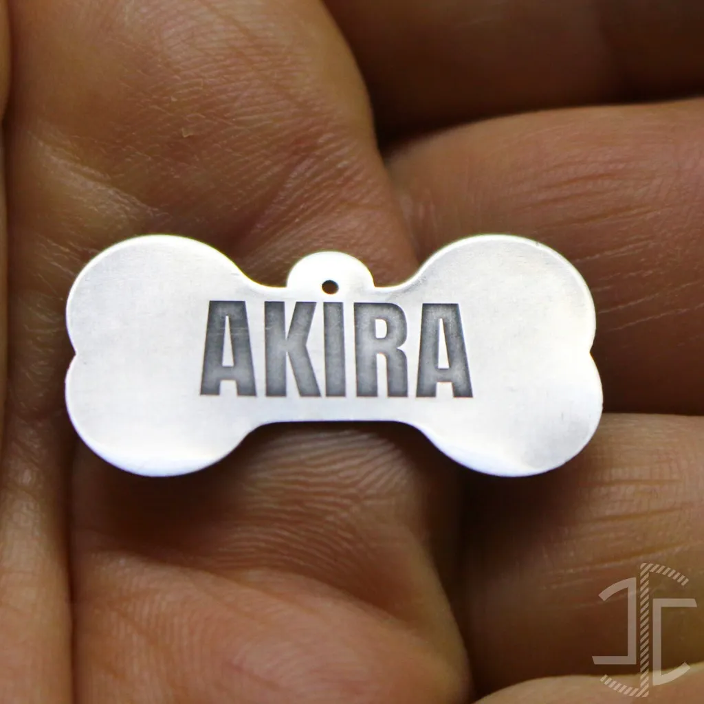 Medalha de identificação animal em aço 304 - Forma de osso