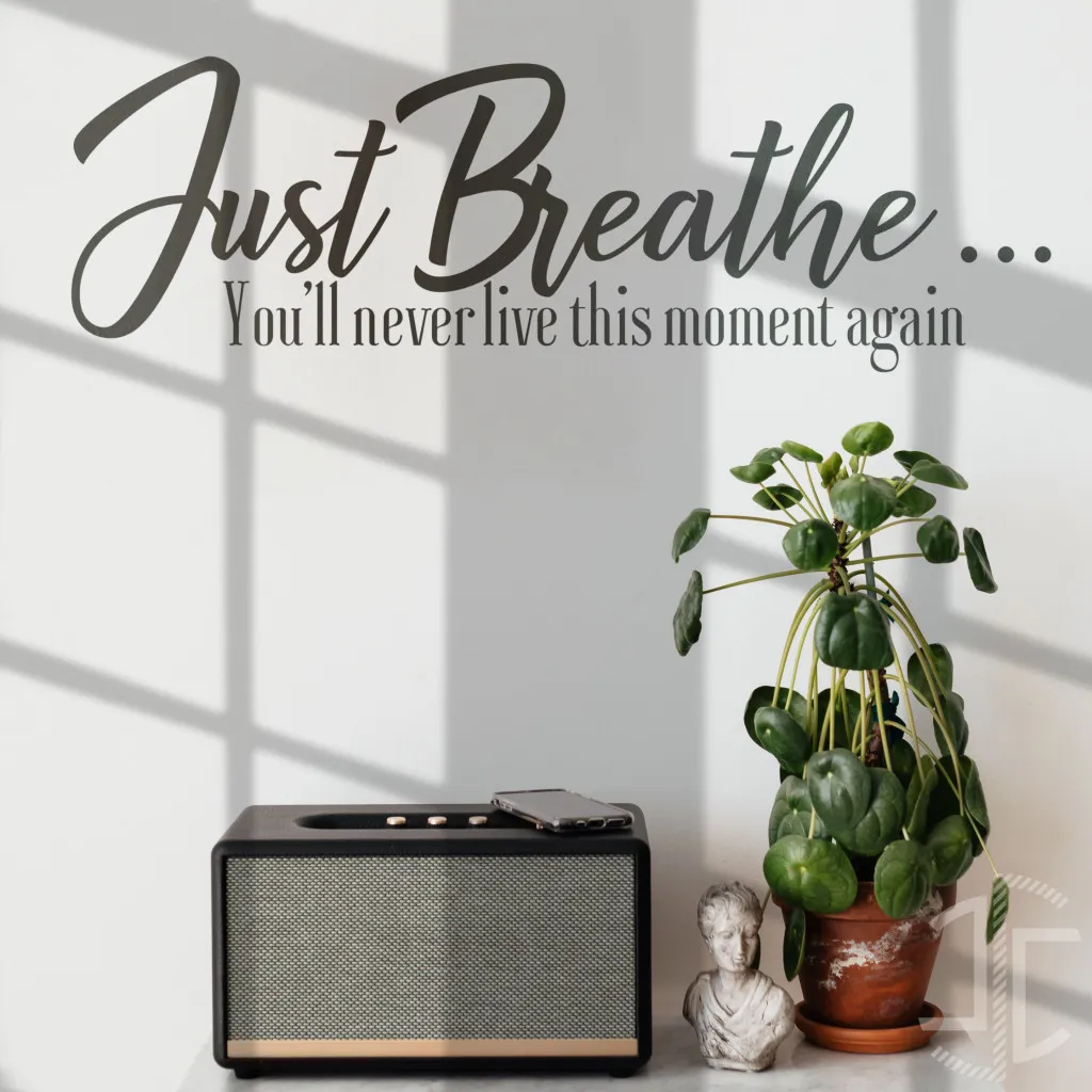 Just Breathe… You’ll never live this moment again - Tipografia - Autocolante em Vinil