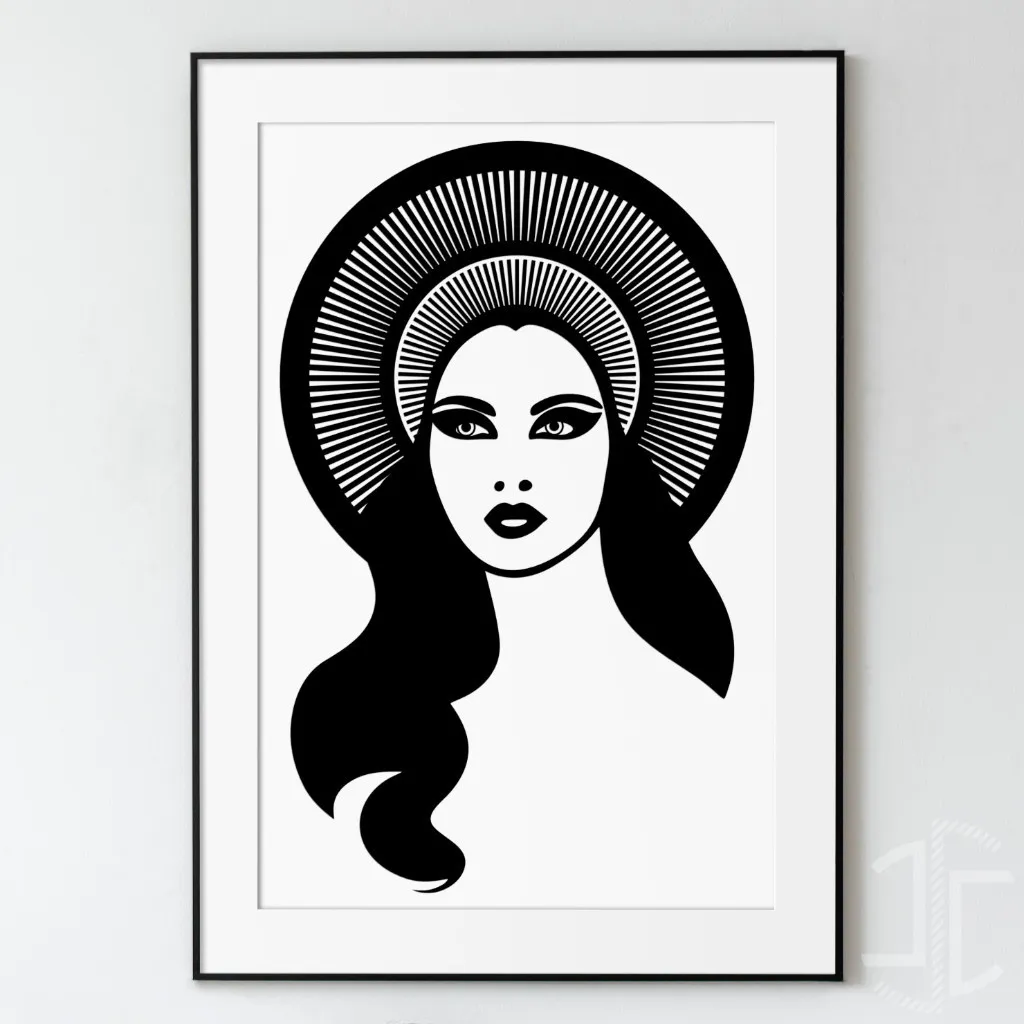 Busto de Mulher com ornamento na cabeça - V7 - Autocolante em Vinil