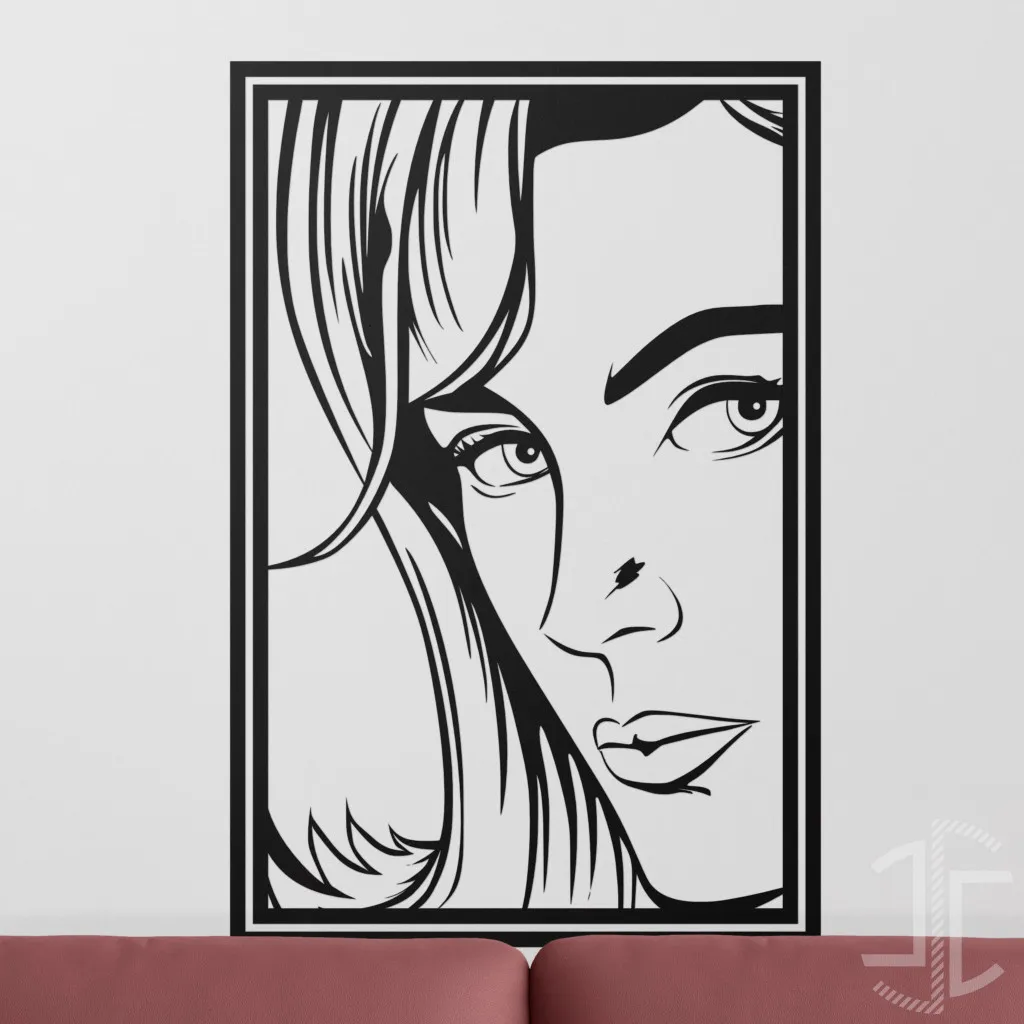 Mulher Olhando - Estilo Retro / Pop Art - Autocolante em Vinil