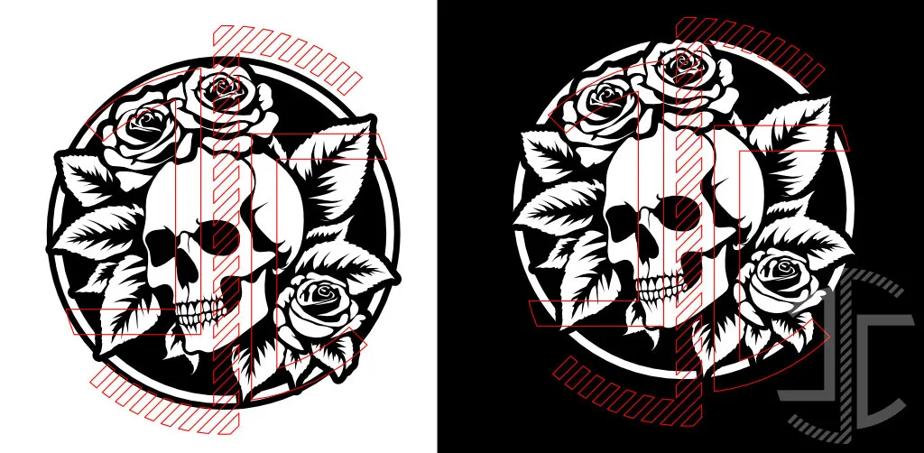 Caveira com Rosas - Autocolante em Vinil - Imagem 3