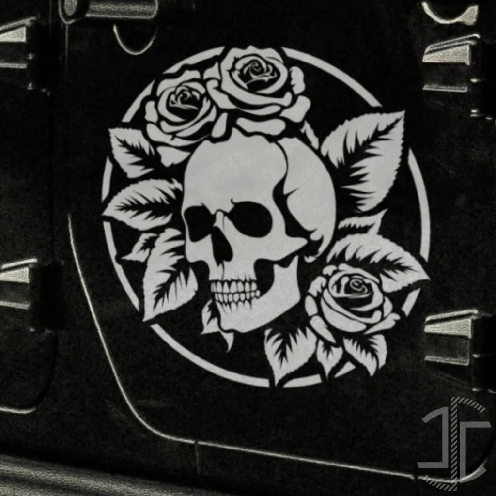 Caveira com Rosas - Autocolante em Vinil