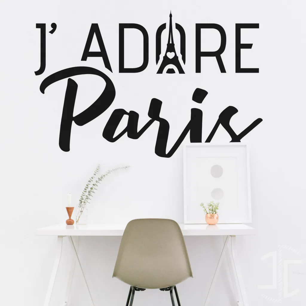 Je Adore Paris - Autocolante em Vinil