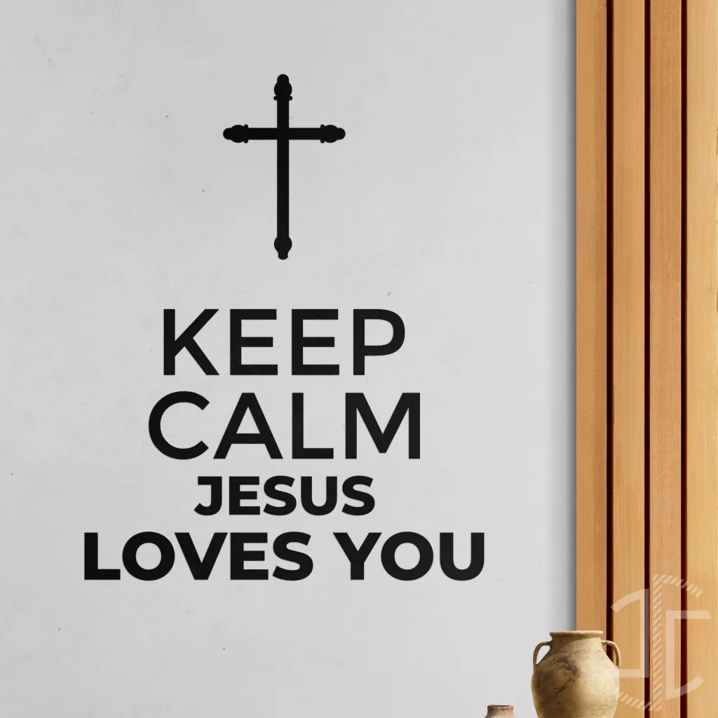 Keep Calm - Jesus Loves you - Tipografia - Autocolante em Vinil