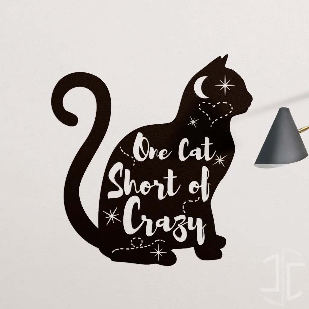 One Cat Short of Crazy - Autocolante em Vinil