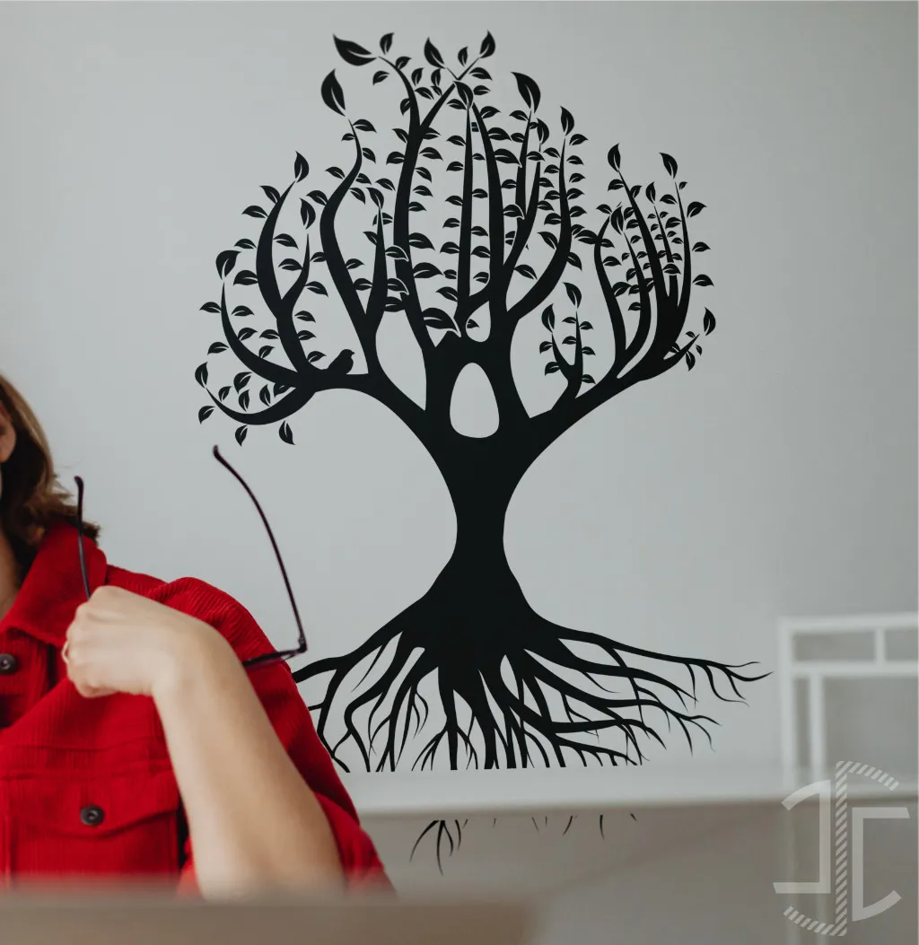 Árvore frondosa com raízes - Autocolante em Vinil - Imagem 2