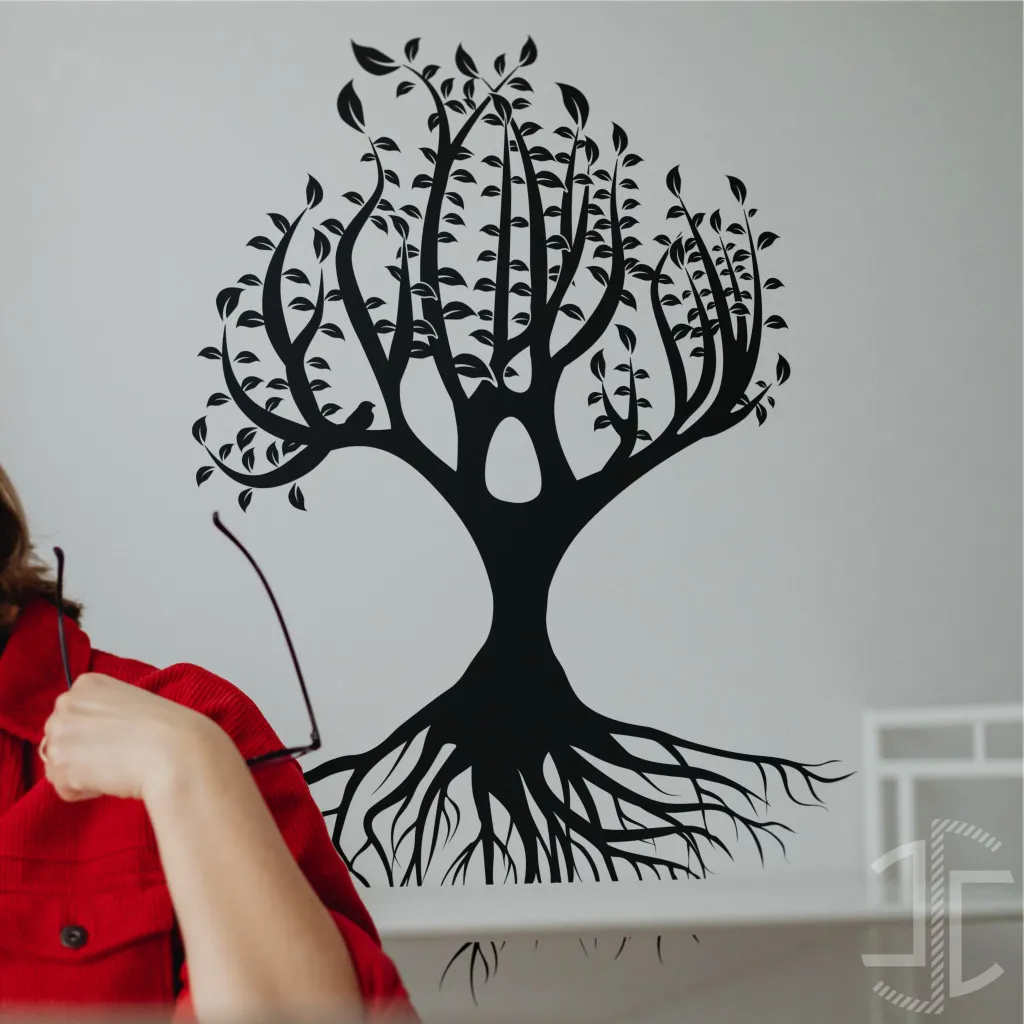 Árvore frondosa com raízes - Autocolante em Vinil