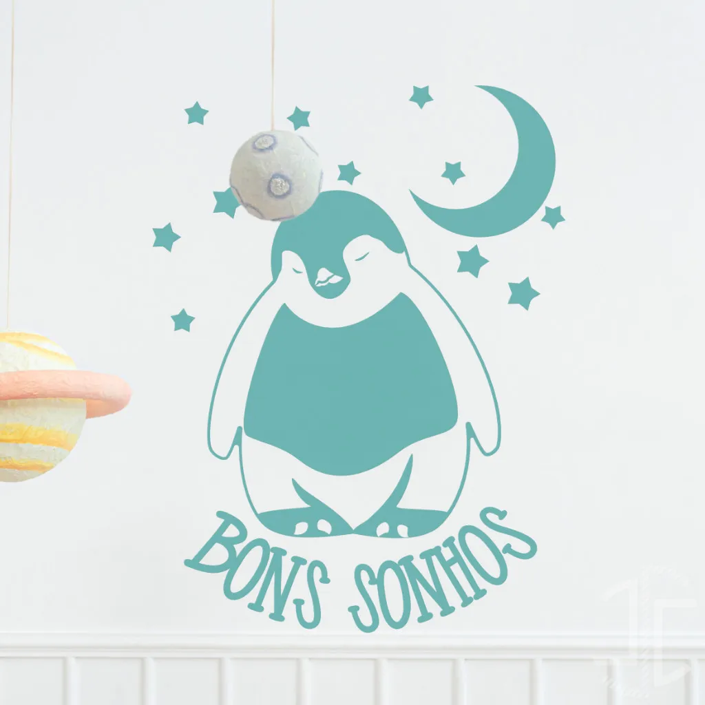 Bons Sonhos - Pinguim Bebe - V2 - Autocolante em Vinil
