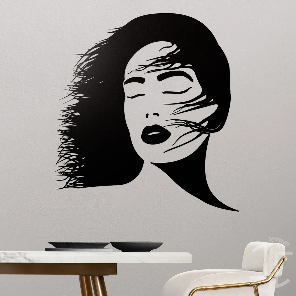 Mulher com cabelo ao vento - Autocolante em Vinil