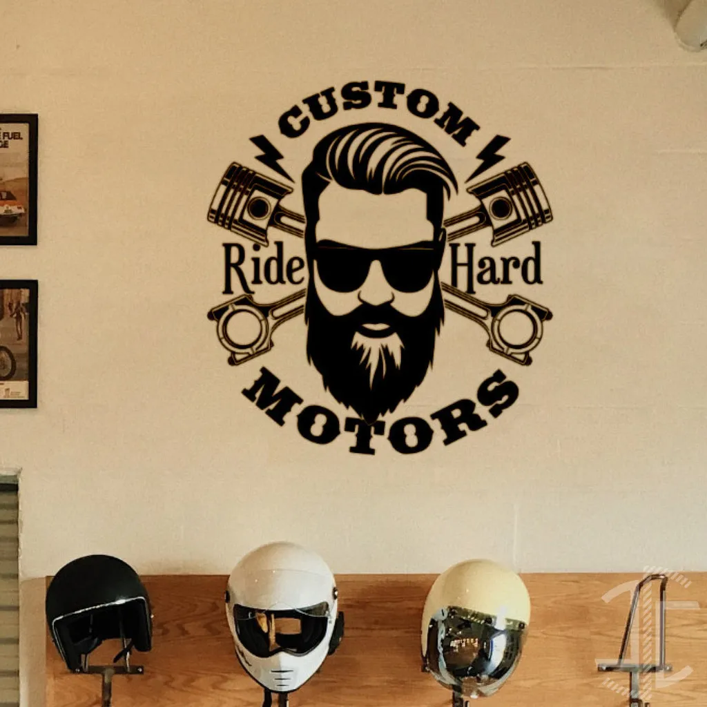 Custom Ride Hard Motors - Autocolante em Vinil