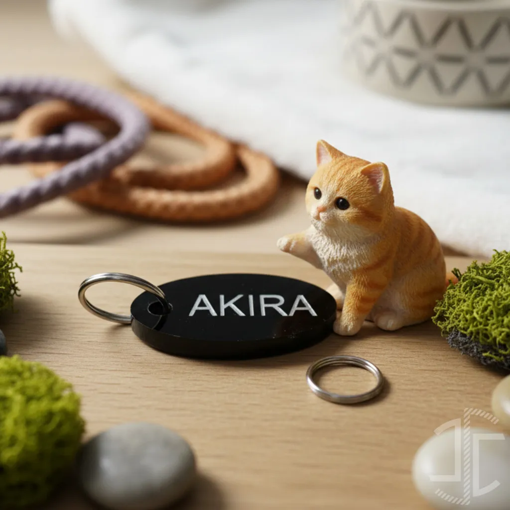 Medalha de identificação animal redonda - Acrílico Preto - 3mm