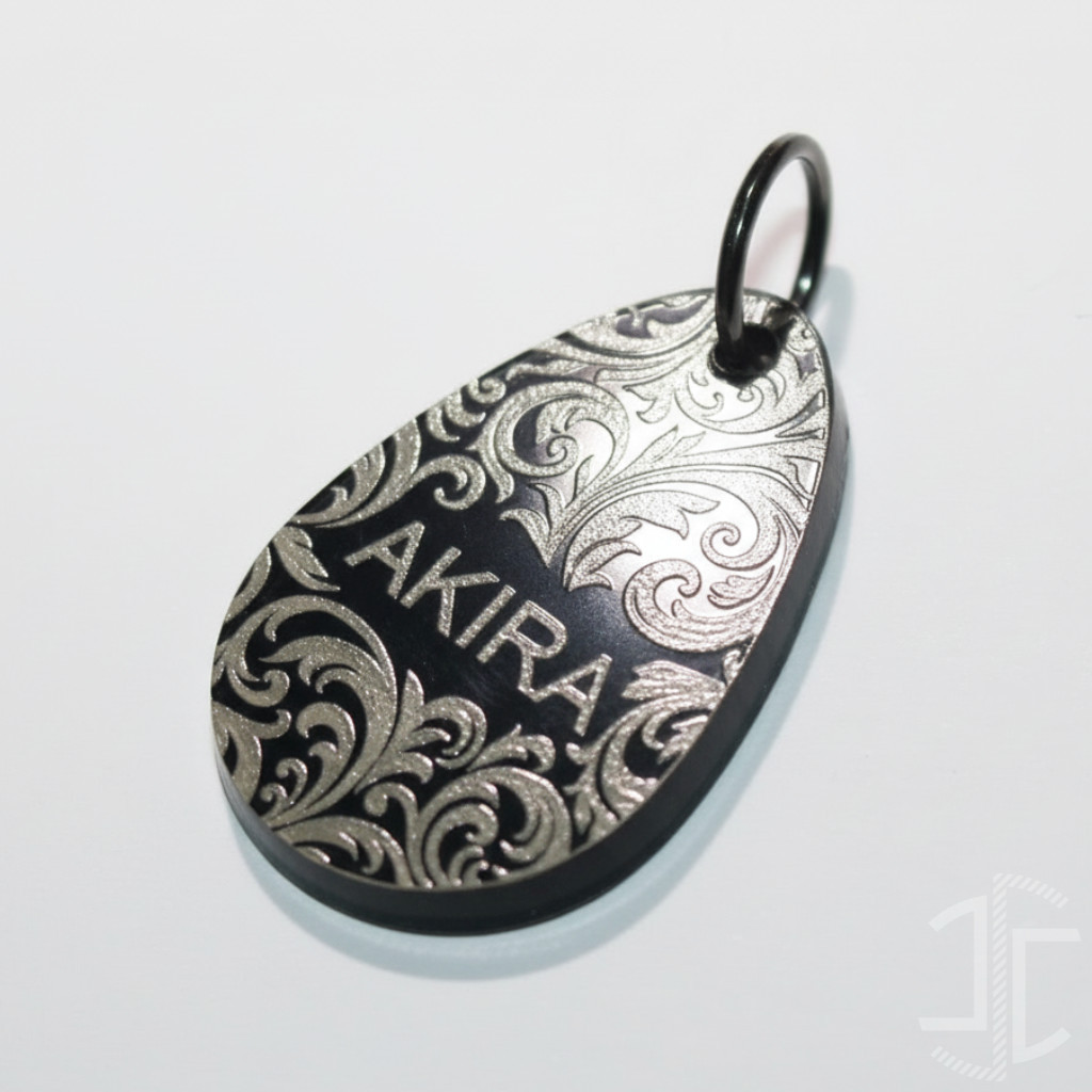 Medalha de identificação animal em gota - Acrílico Preto - 3mm