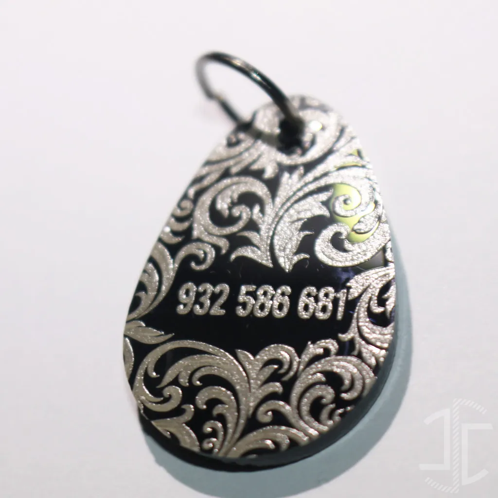 Medalha de identificação animal em gota - Acrílico Preto - 3mm - Imagem 7