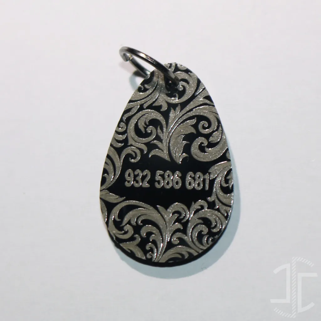 Medalha de identificação animal em gota - Acrílico Preto - 3mm - Imagem 8