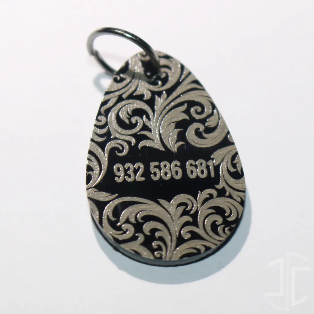 Medalha de identificação animal em gota - Acrílico Preto - 3mm - Imagem 9