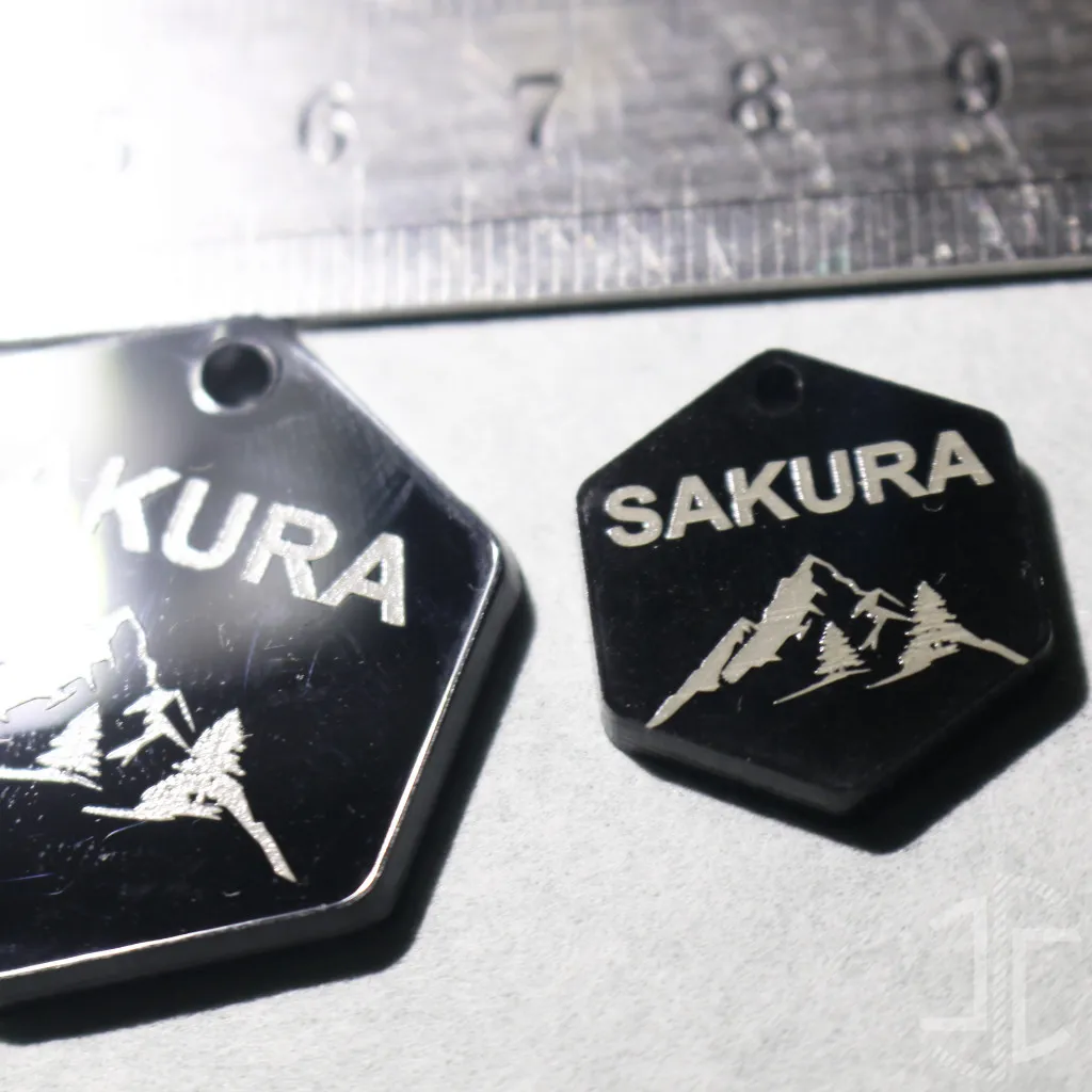 Medalha de identificação animal hexagonal - Acrílico Preto - 3mm - Imagem 5