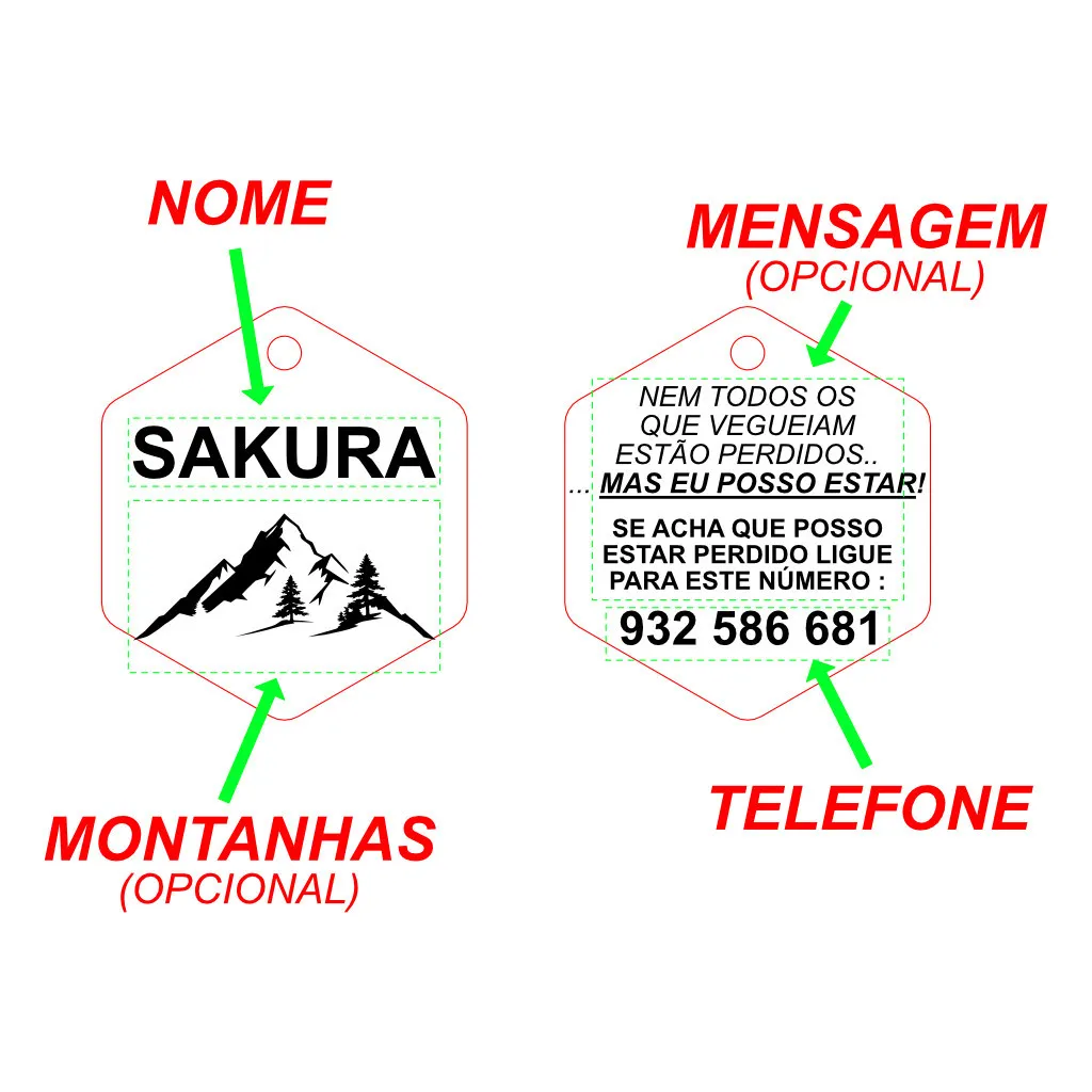 Medalha de identificação animal hexagonal - Acrílico Preto - 3mm - Imagem 10