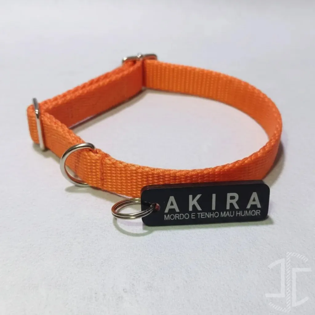 Medalha de identificação animal em forma retangular - Acrílico Preto - 3mm