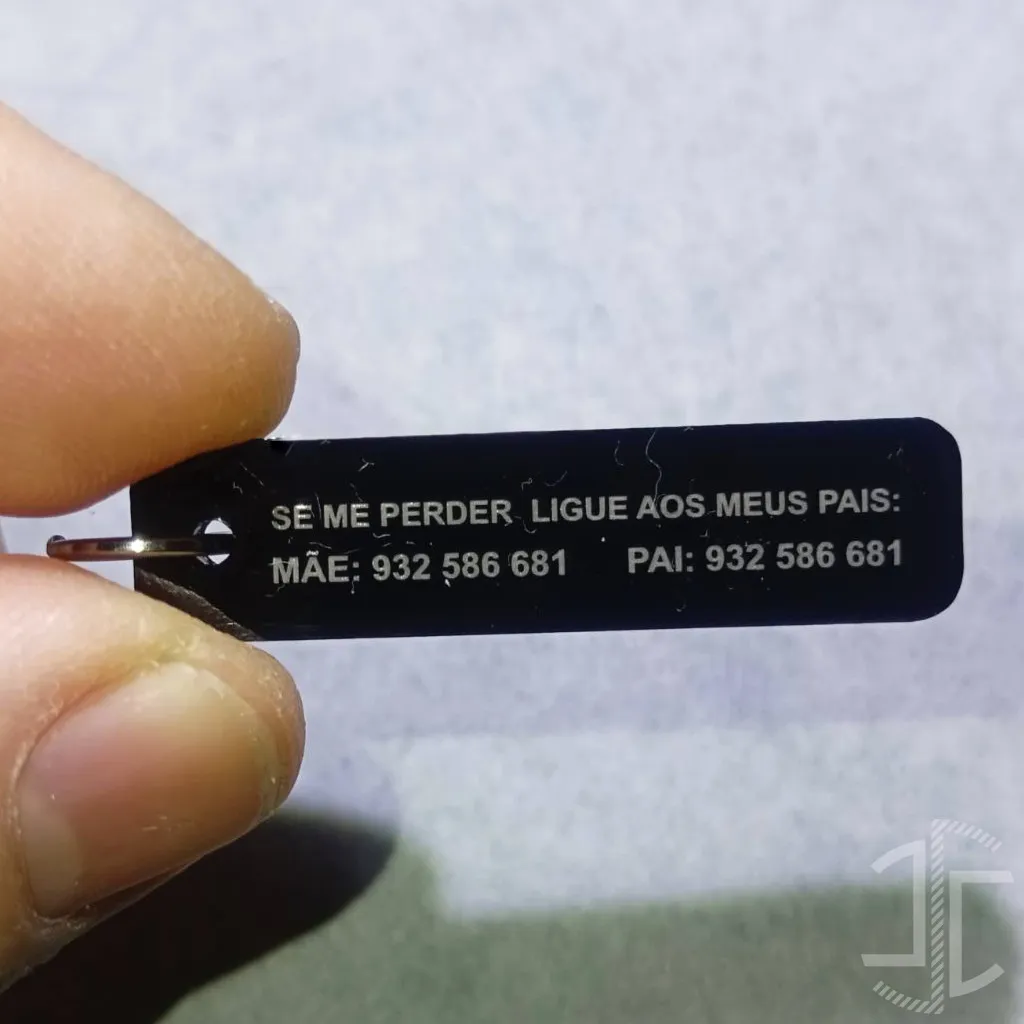 Medalha de identificação animal em forma retangular - Acrílico Preto - 3mm - Imagem 4