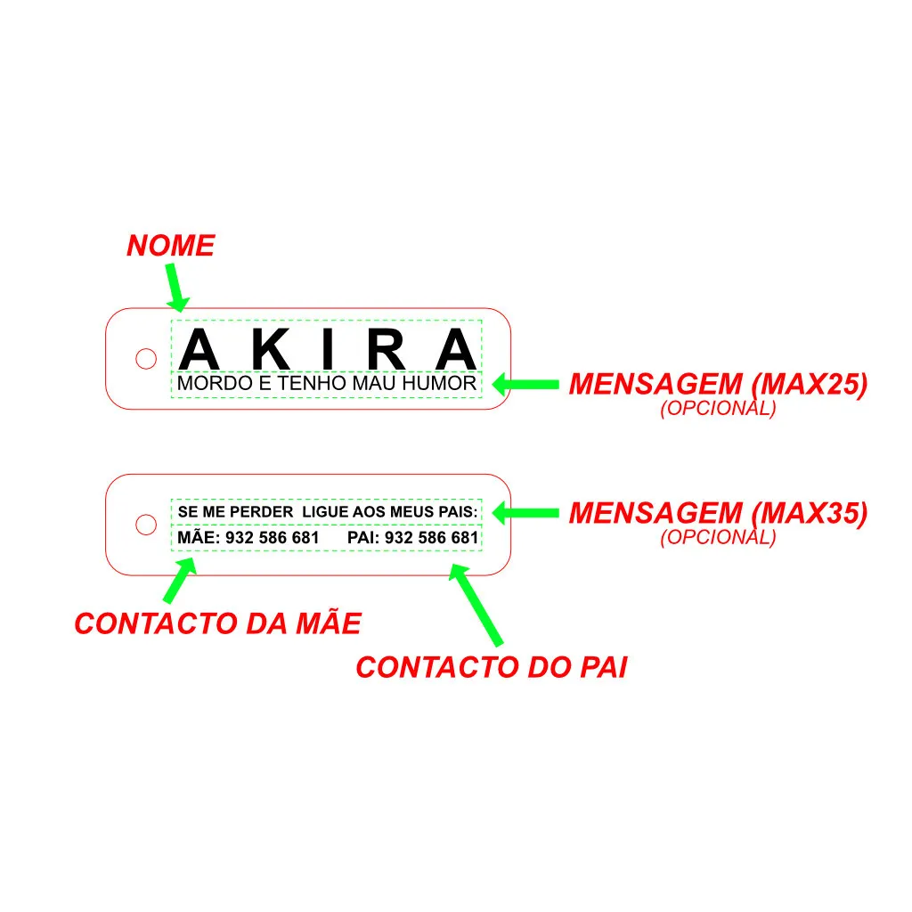 Medalha de identificação animal em forma retangular - Acrílico Preto - 3mm - Imagem 5