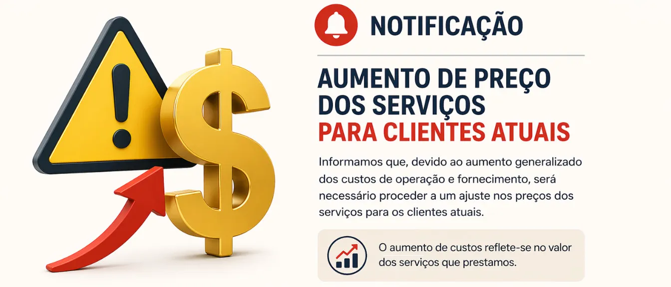 Informação importante: Atualização de preços nos serviços de Alojamento Web